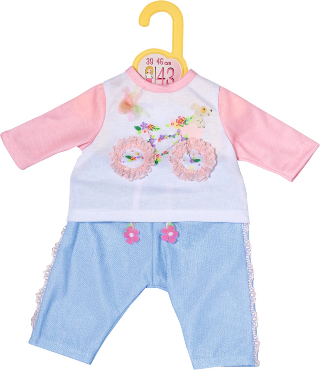 Dolly Moda - Outfit mit Fahrrad - Puppenkleidung - Rosa - Blau