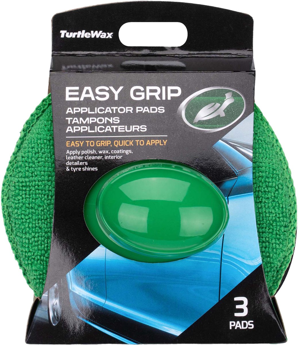 Schildkrötenwachs-Applikatorpads mit einfachem Griff – 2 Mikrofaserpads und 1 Schaumstoffpad – bequemer Griff – sorgt für optimale Kontrolle – schneller Padwechsel dank Klettverschluss