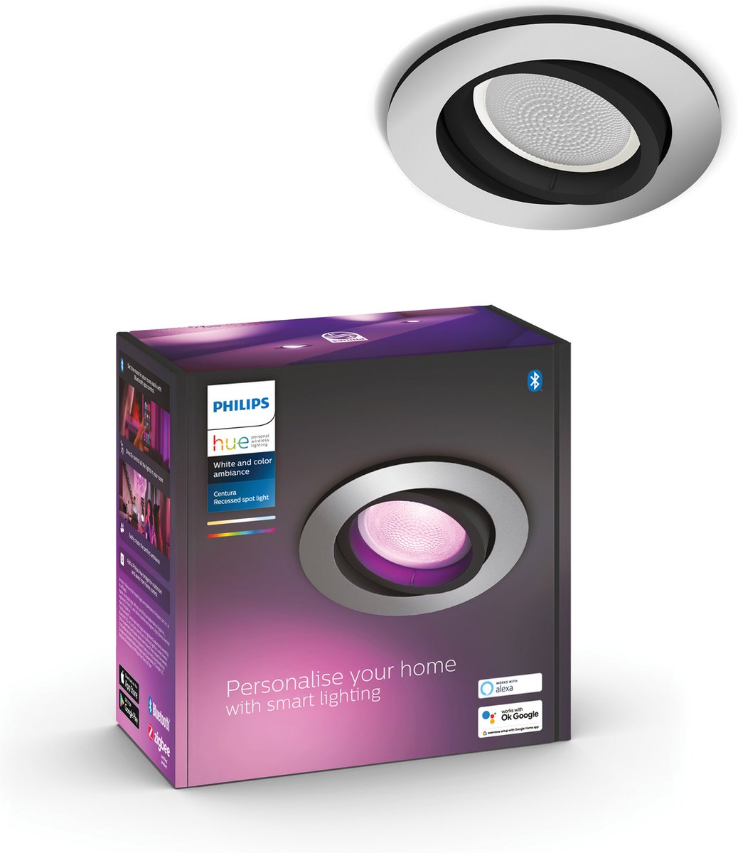 Philips Hue Centura Einbaustrahler – weißes und farbiges Licht – 1er-Pack – Aluminium – rund – GU10