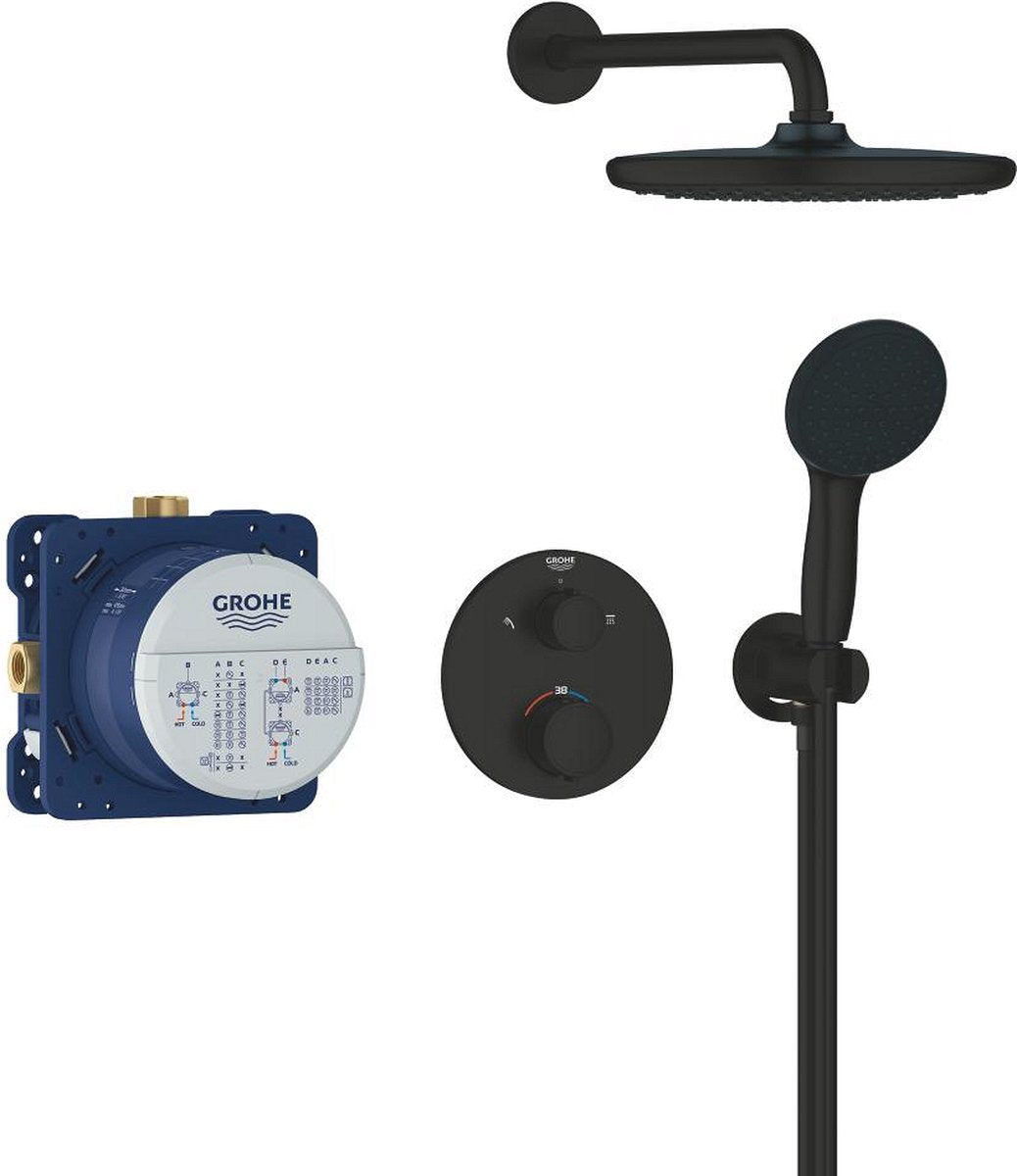 Grohe Quickfix Präzisions-Einbauduschsystem – runder Aufsatz – mattschwarz