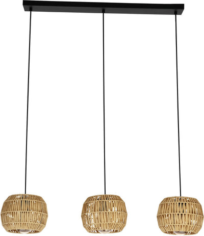 Eglo Sheldon Hängelampe – E27 – 91 cm – Schwarz Naturbraun – Papier