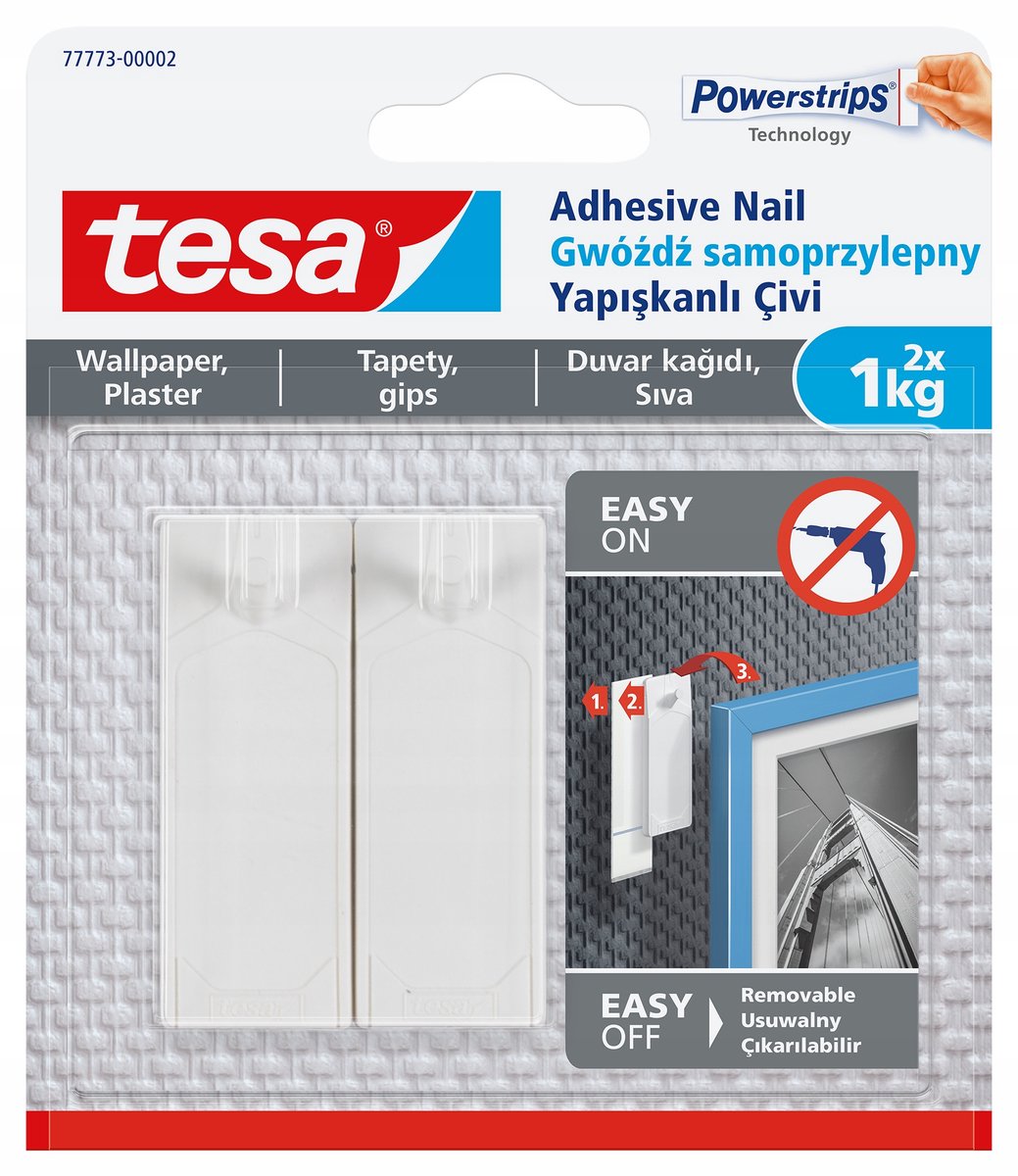 Tesa - Selbstklebender Nagel - Tapetenpflaster - 1 kg - Weiß