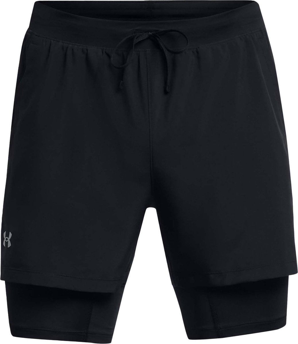 Under Armour UA Launch 5'' 2-in-1 Shorts-BLK Herren-Sporthose – Schwarz – Reflektierend