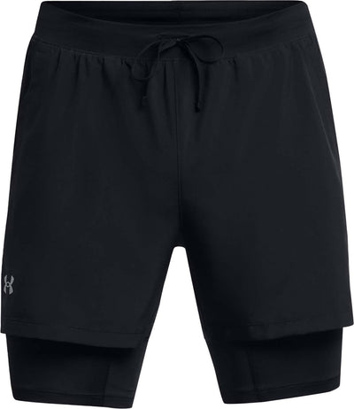 Under Armour UA Launch 5'' 2-in-1 Shorts-BLK Herren-Sporthose – Schwarz – Reflektierend