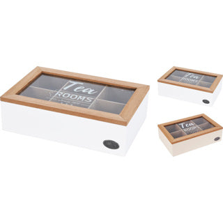 Keine Marke Teedose MDF 6 Fächer | 2 Stk