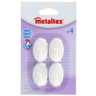 Metaltex Metaltex Oval klebrige Haken kleine 4 Stücke weiß