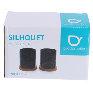 Bredemeijer Theemok Umea 200 ml Schwarz und Untersetzer Set 2