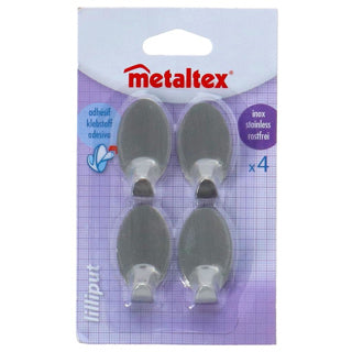Metaltex Metaltex Oval Sticky Haken kleine 4 Teile Edelstahl