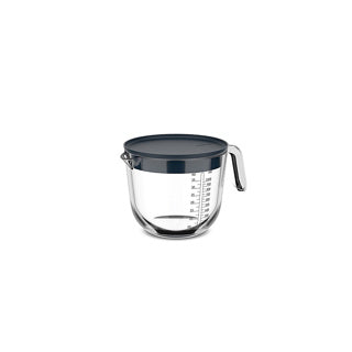 Glasmessbecher 1L mit Deckelmarine