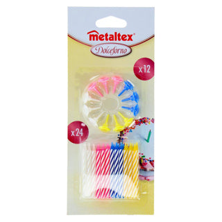 Metaltex -Kuchenkerzen 24 Stücke und 12 Halter