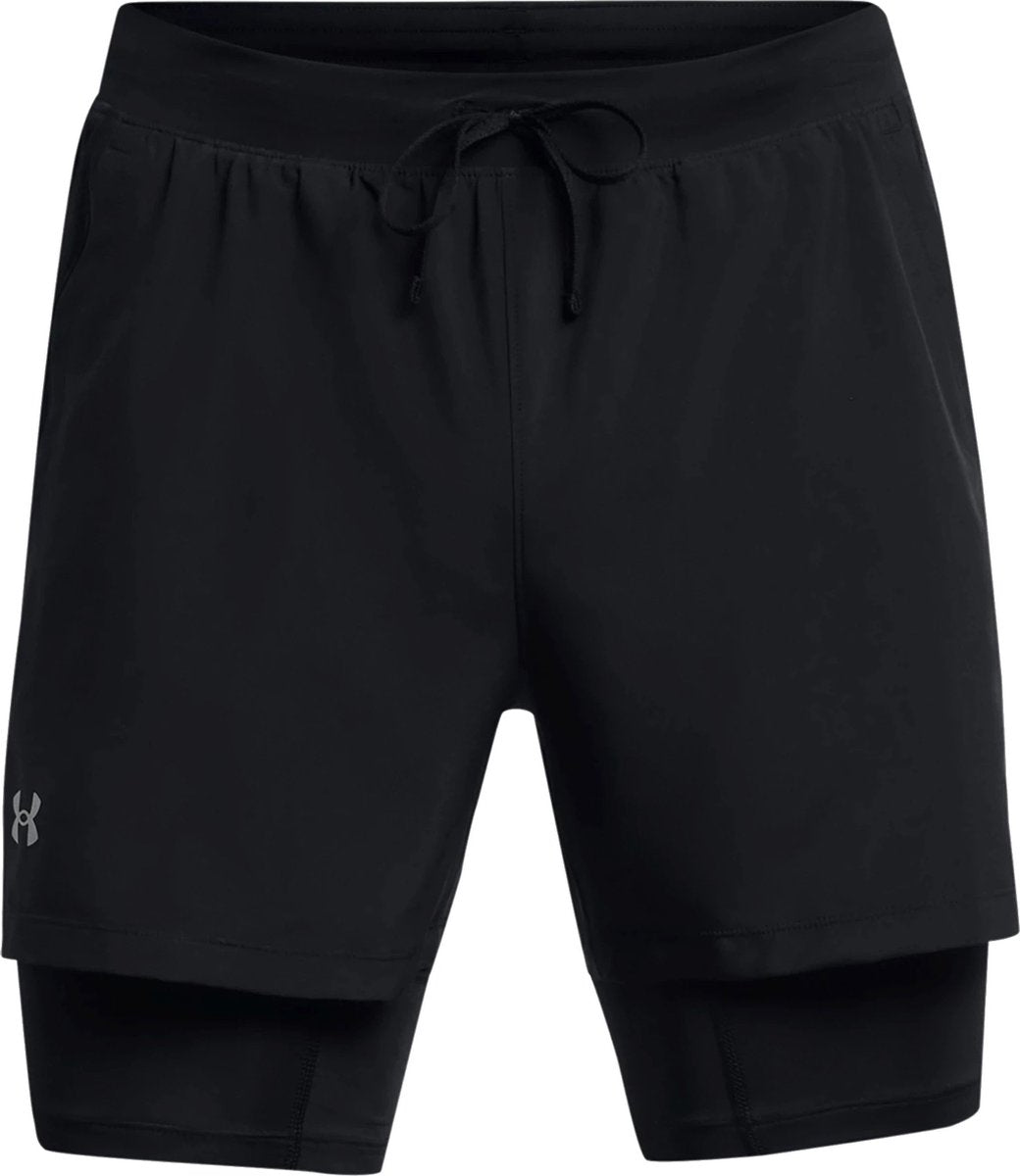 Under Armour UA Launch 5'' 2-in-1 Shorts-BLK Herren-Sporthose – Schwarz – Reflektierend