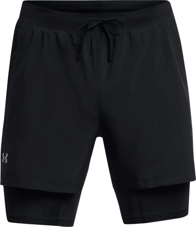 Under Armour UA Launch 5'' 2-in-1 Shorts-BLK Herren-Sporthose – Schwarz – Reflektierend