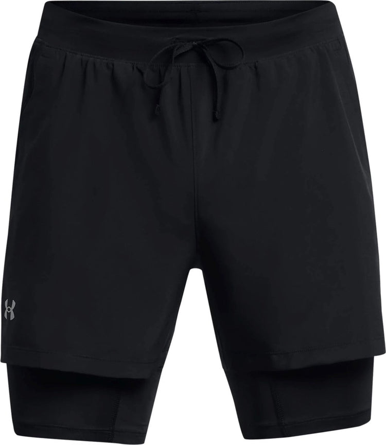 Under Armour UA Launch 5'' 2-in-1 Shorts-BLK Herren-Sporthose – Schwarz – Reflektierend
