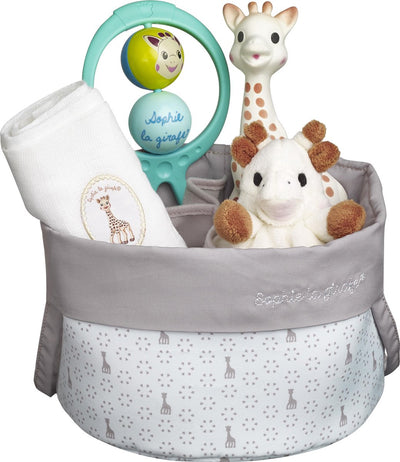 Geburtskorb Sophie die Giraffe – Baby-Geschenkset – Mutterschaftsgeschenk – Babyparty-Geschenk – 21 x 21 x 20 cm – ab 0 Monaten – 5-teilig