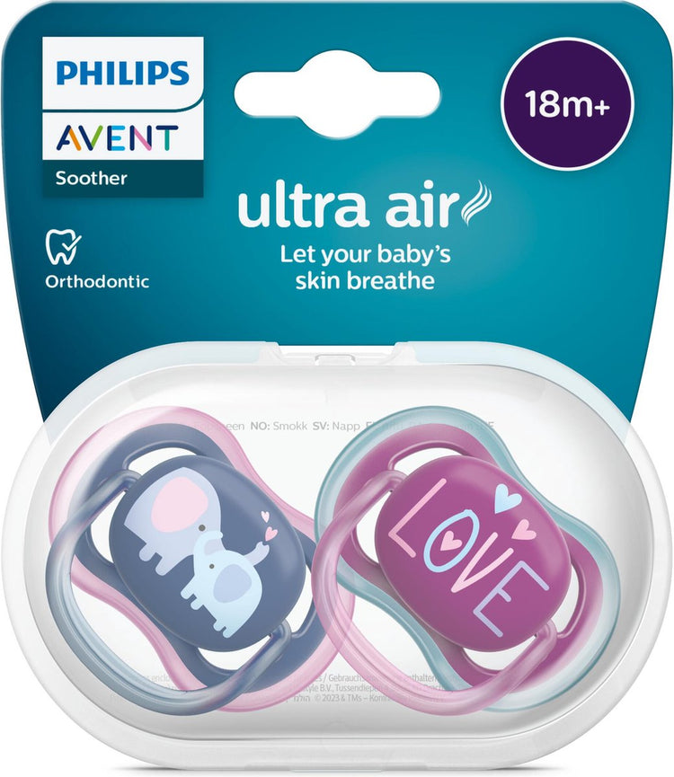 Philips Avent Ultra Air Schnuller – älter als 18 Monate – 2 Schnuller – dunkelblau lila Elefantenliebe – scf349 22