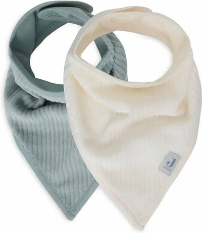 Jollein - Lätzchen Bandana - Baumwolle - Babylätzchen - 2 Stück - Samtripp meergrün elfenbein - 2 Stück