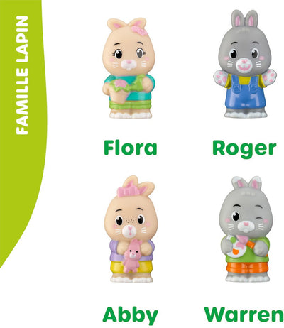 Klorofil Spielset Familie Hase | Spielfiguren-Set – Familienfiguren – Kinderspielzeug – Flora, Warren, Abby und Roger – ab 18 Monaten – 4-teilig
