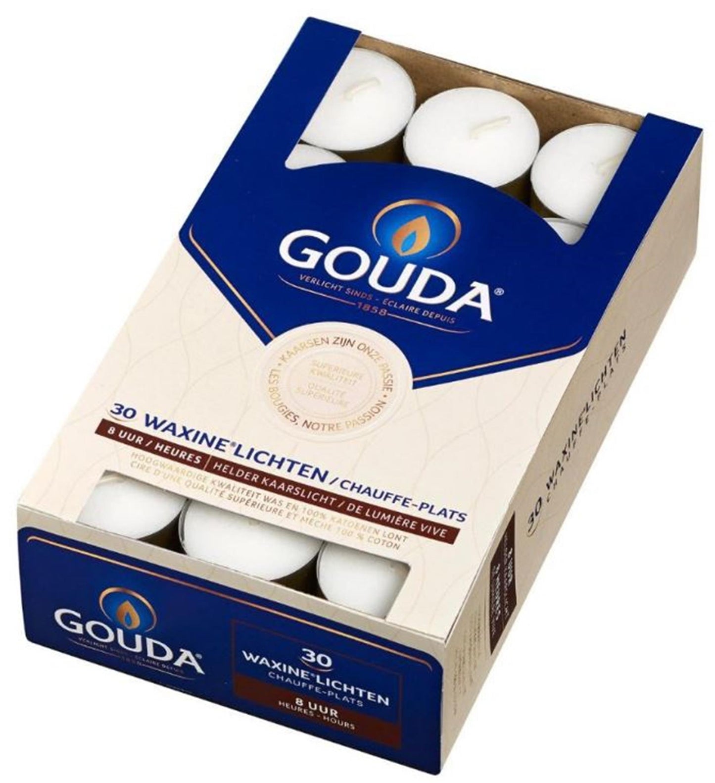 Gouda Gouda Teelights 8 Stunden 30 Stücke Weiß