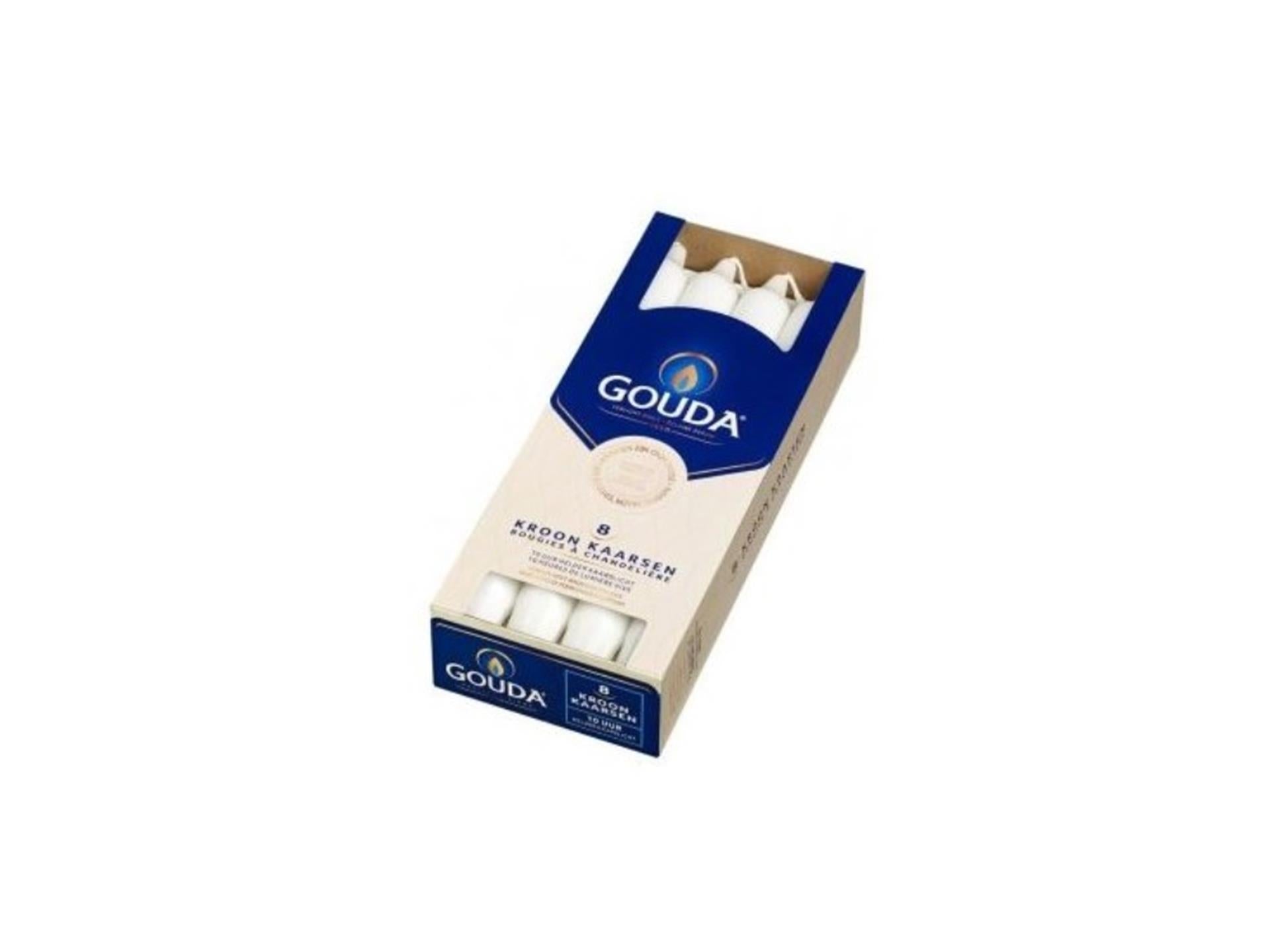 Gouda Gouda Kronkaarsen 24x2,4 cm 8 Stücke weiß