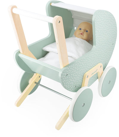 Janod - Zen - Puppenwagen - Puppenwagen aus Holz für Puppen bis 42 cm