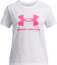Under Armour UA Big Logo SS Unisex-Sportshirt – Weiß – Pink