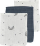 Meyco baby moon washcloths - 3-pack - hydrophilic - indigo - 20x17cm