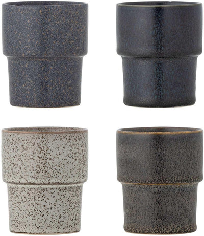 Bloomingville Becher aus Steingut, brauner Ewan – 4er-Set