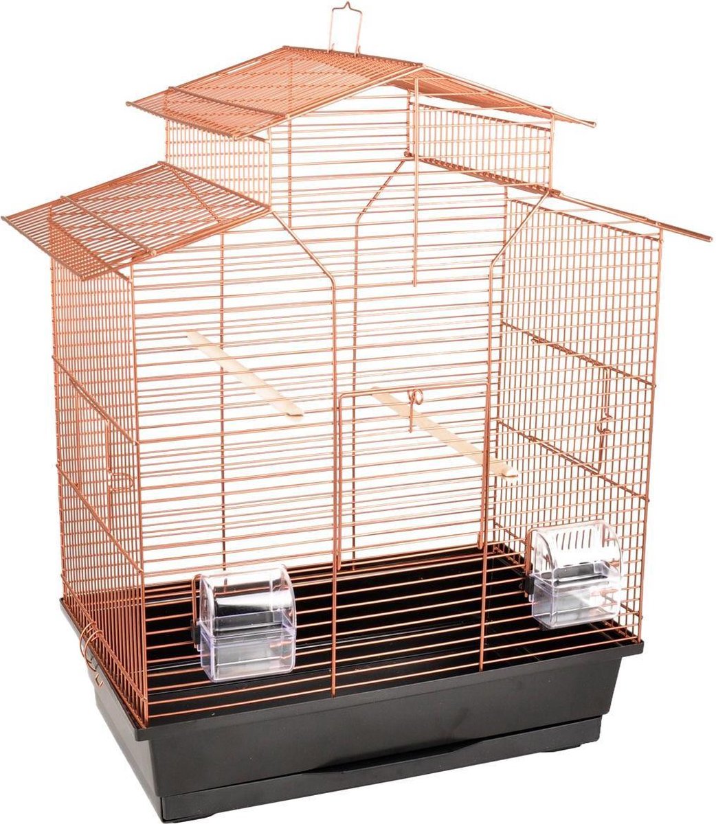 Flamingo-Sittichkäfig Nummer für 1 – kupferfarben – 52 x 30 x 61 cm