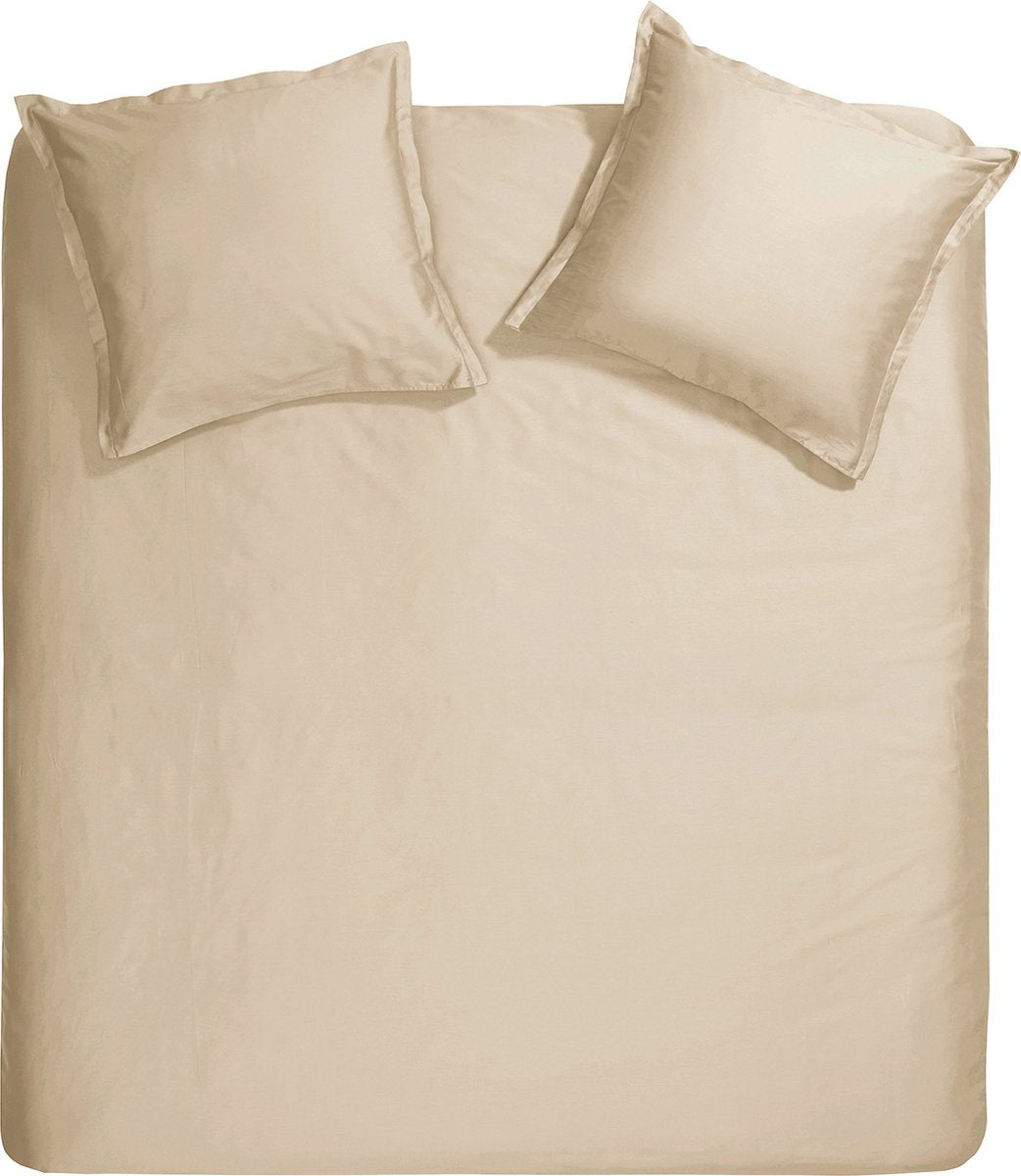 Cinderella Sundays Bettbezug – 2 Personen – Satin – 200 x 200 220 cm – heller Sand + 2 Kissenbezüge 60 x 70