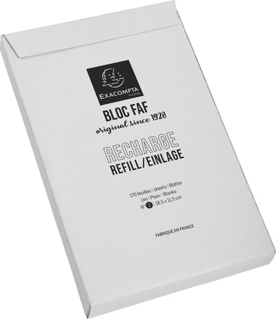 Exacompta Nachfüllpack, 18,5 x 11,5 cm, Nr. 3, 170 Blatt, einfarbig – Weiß – 12513e