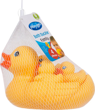 Playgro Gummi-Enten-Familie – Gummi-Ente – Gummi-Enten – vollständig versiegelt – schimmelfrei – Wasserspielzeug für Babys – Wasserspielzeug für Kleinkinder, Mama-Ente und 3 Enten – BPA-frei