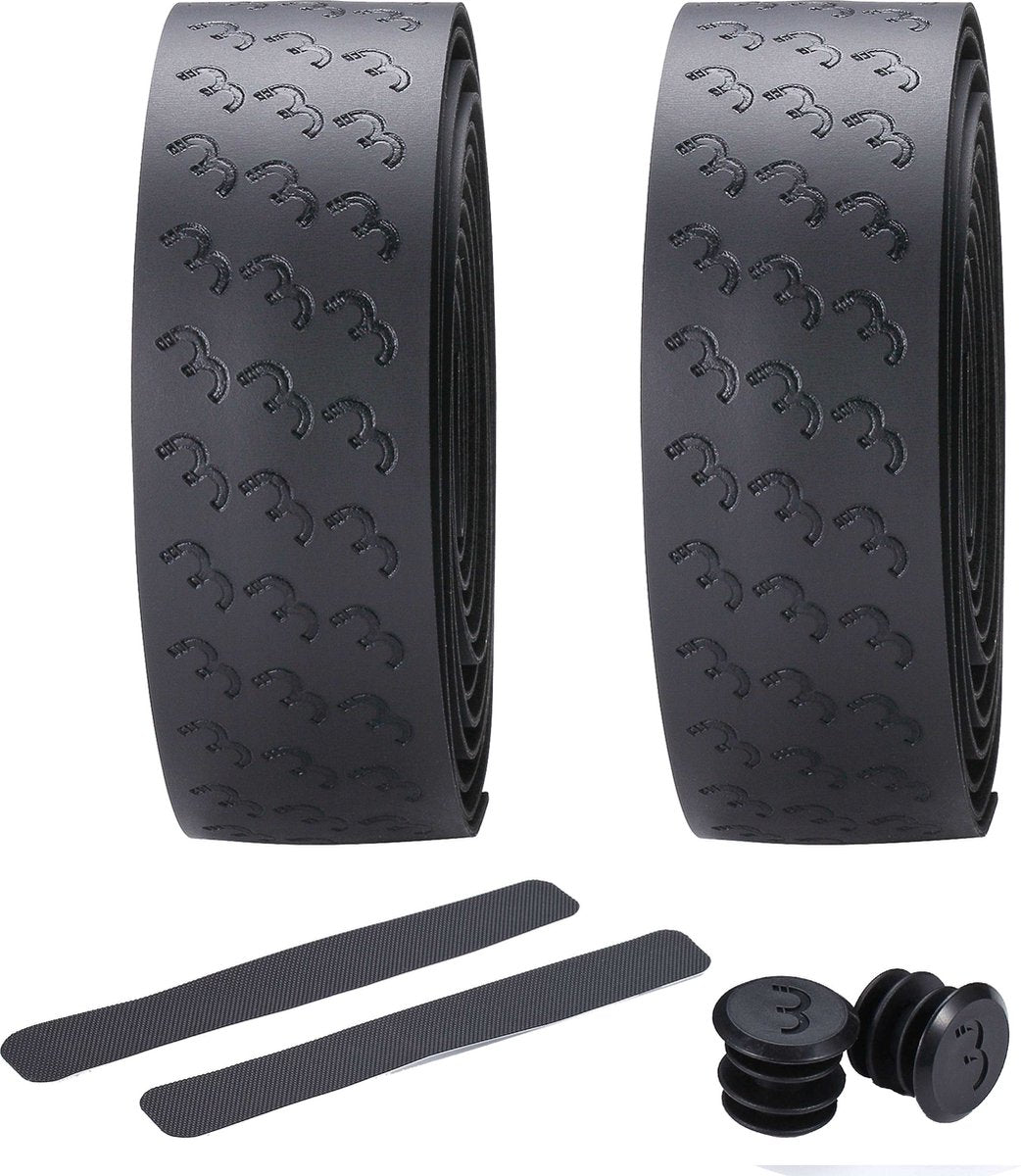 BBB Cycling Lenkerband Rennrad – bester Halt und Stoßdämpfung – Länge: 200 cm – Dicke: 2,5 mm – inklusive Lenkerkappen – Schwarz – Ultraribbon-Gel-Lenkerband BHT-15 g
