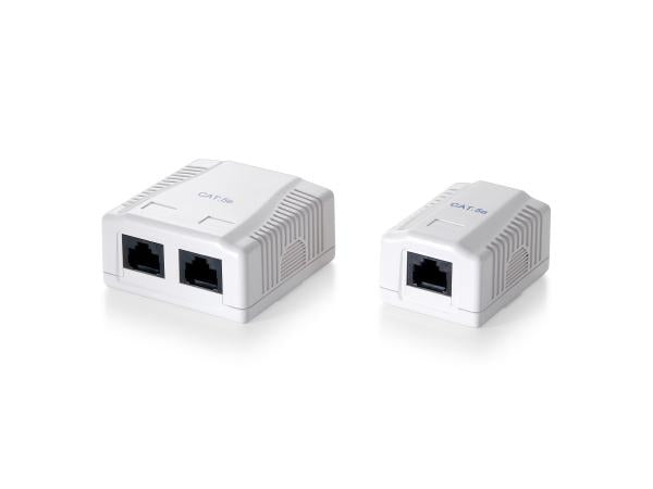 Ausrüstungsausrüstung 235111 Oberflächenmontierter Kasten 1-Port-Katze.5e Unschützt, weiß