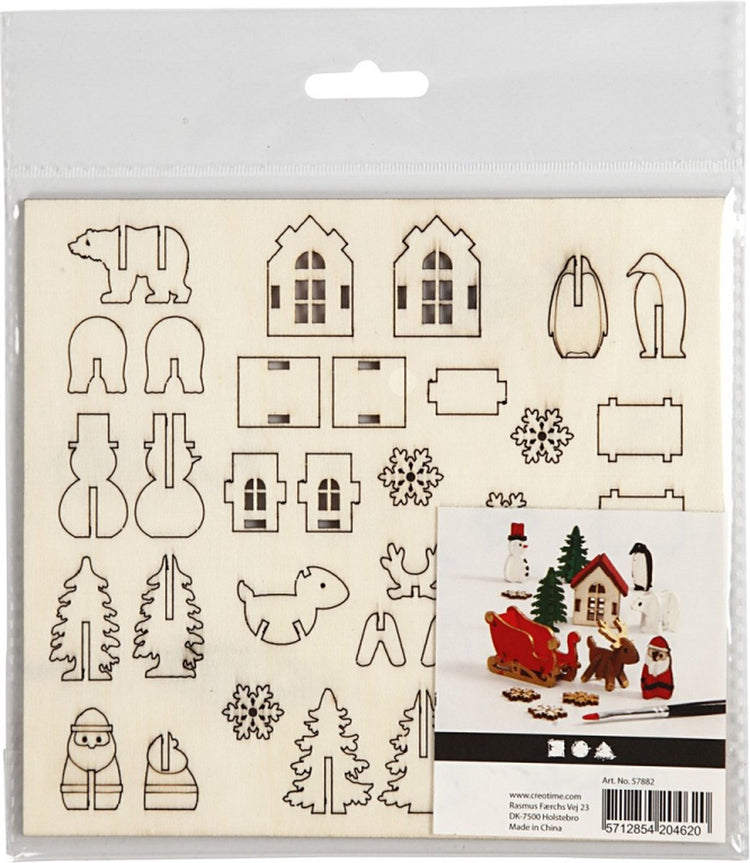 Creativ Company DIY Holzfiguren, Weihnachten, L: 15,5 cm, B: 17 cm, Stärke 3 mm, 1 Box