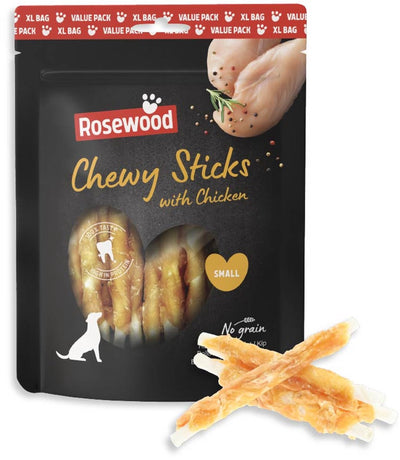 Rosewood Kausticks Hundesnack Huhn klein – Kausticks aus Rindsleder – Vorteilspack 500 g – getreidefrei – ohne künstliche Zusatzstoffe