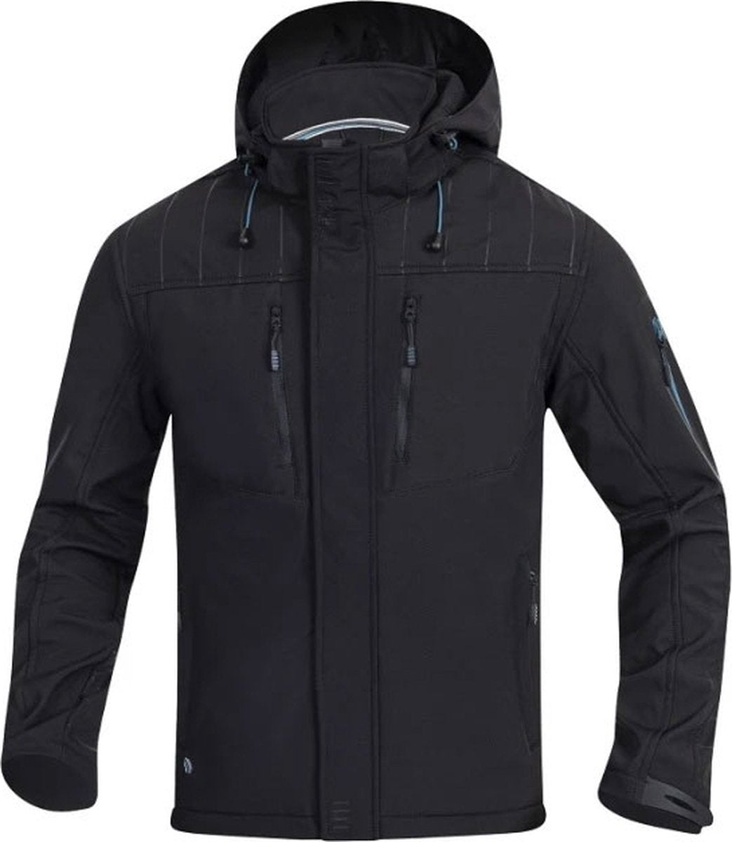 Ardon Arbeits-Outdoor-Ausrüstung Ardon 4tech Softshelljacke | meine Herren | schwarz | l | Hochgradig wasserabweisende und atmungsaktive Arbeitsjacke mit abnehmbarer Kapuze