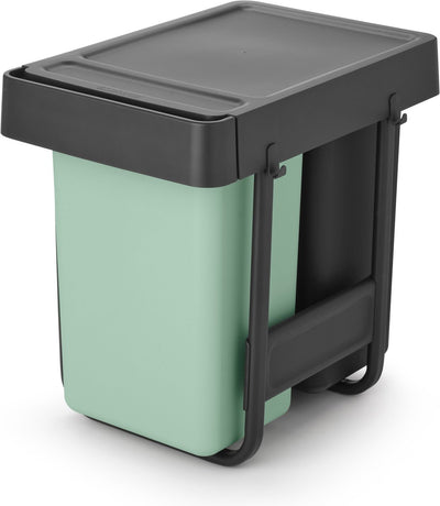 Brabantia Sort Go Einbau-Abfallbehälter – 2 x 15 Liter – Jadegrün und Dunkelgrau