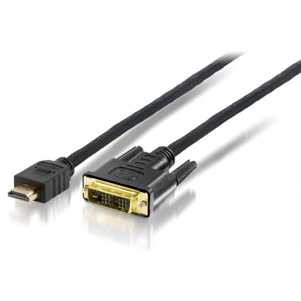 Ausrüstungsausrüstung 119325 Hochwertiges HDMI zu DVI-D Single-Link-Adapterkabel, M M, 5m, Gold, schwarz, schwarz