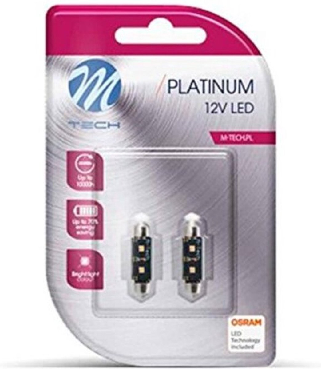 M-Tech LED C5W 12V 36mm - Platin 2x LED-Diode - Canbus - Weiß - Set