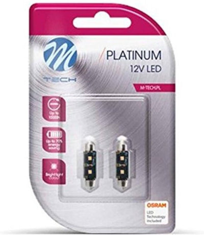 M-Tech LED C5W 12V 36mm - Platin 2x LED-Diode - Canbus - Weiß - Set