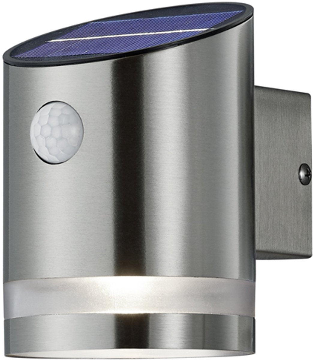 Rl lebe dein Licht Reality Salta - Wandleuchte - Nickel matt - inkl. 1x SMD 3W - Bewegungssensor - Solar - Solarenergie - Außenbeleuchtung - IP44