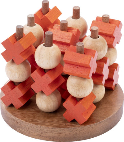 Longfield Tic Tac Toe (mittel) – 3-Gewinnt-Spiel aus Holz – Tic Tac Toe – klassisches Denkspiel – 2 Spieler – kompakte Größe – Engelsherz