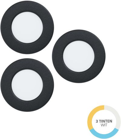 Eglo fueva 6 Einbaustrahler - LED - ø 8,8 cm - Schwarz - einstellbares weißes Licht (warm, neutral und tageslicht) - Set mit 3 Stück