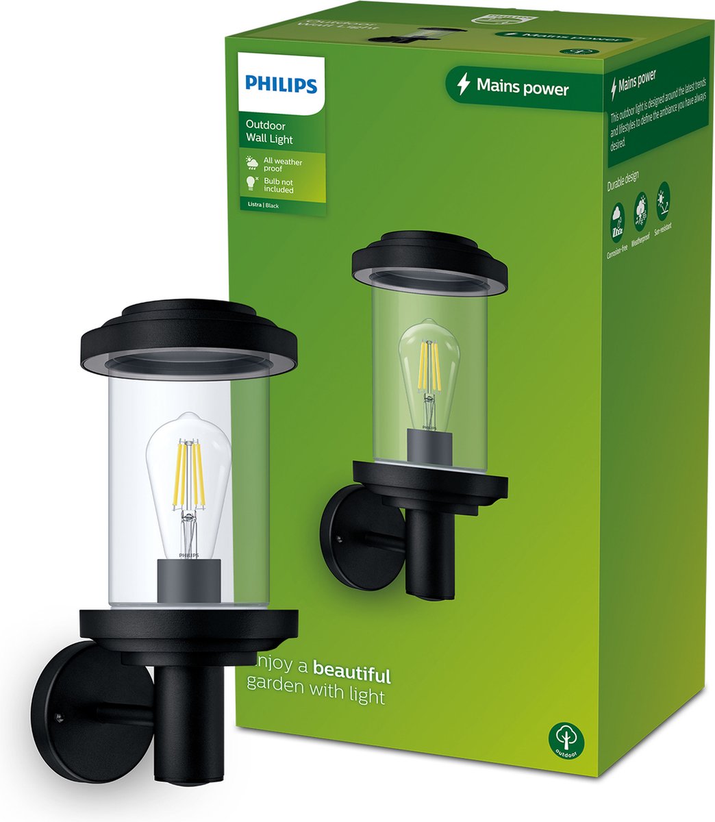Philips LED Philips Listra Wandleuchte – Schwarz – E27