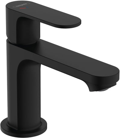 Hansgrohe rebris s – Waschtischarmatur – Einhebelbedienung – Kaltstart energiesparend – mit Ablaufgarnitur – 80 mm Größe – mattschwarz