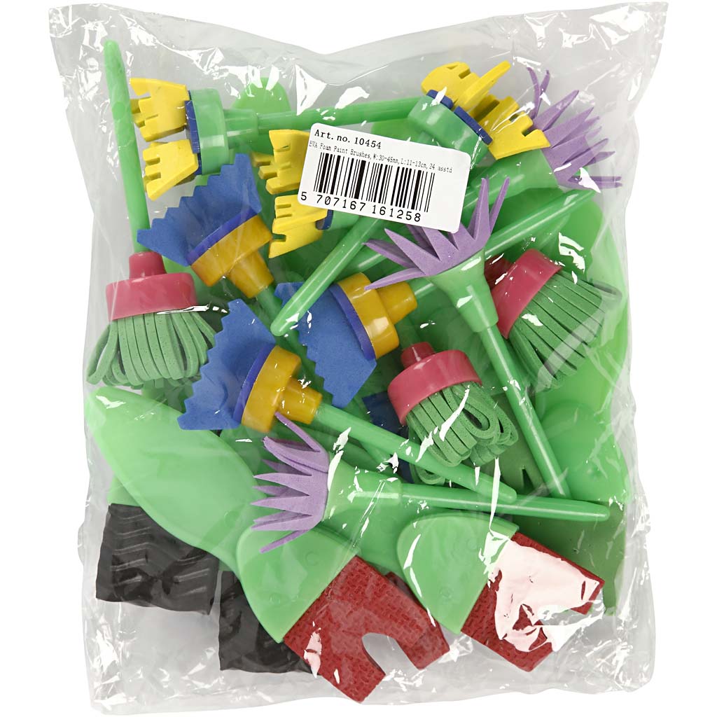 Creativ Company Eva-Schaumpinsel, L: 11–13 cm, B: 30–45 mm, 24 Stück 1 Box
