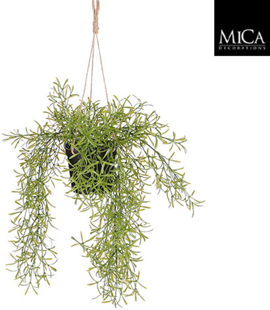 Glimmerdekorationen Rhipsalis künstliche Hängepflanze im Topf – H40 x ø9,5 cm – grün