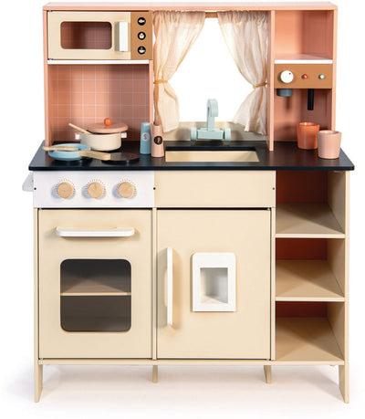 Mentari Spielküche – Creme – 77,70 x 32,50 x 91,40 cm – mit Zubehör – 3 Jahre