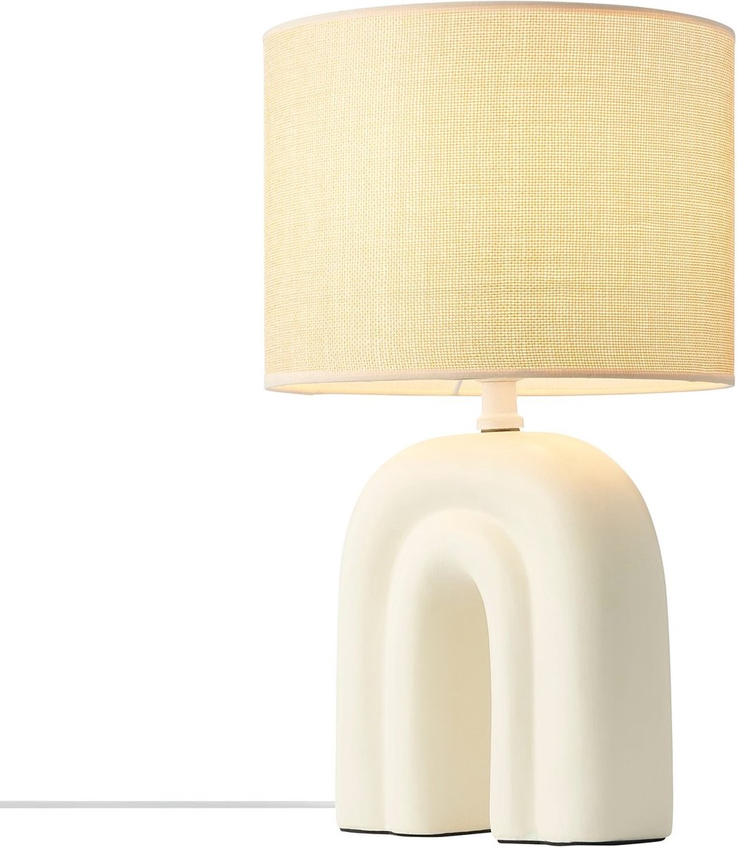 Nordlux Haze-Tischlampe-Keramik-Textil-e27-beige