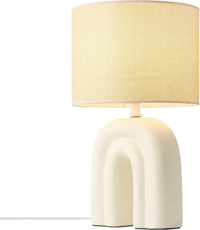 Nordlux Haze-Tischlampe-Keramik-Textil-e27-beige